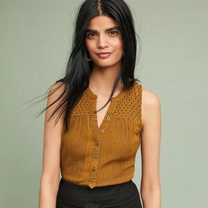 Akemi and Kin Anthropologie Mustard Yellow/ochre Button Front Tank Size 00